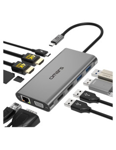 Estación de Acoplamiento USB C 11 en 1 Omars Doble Monitor