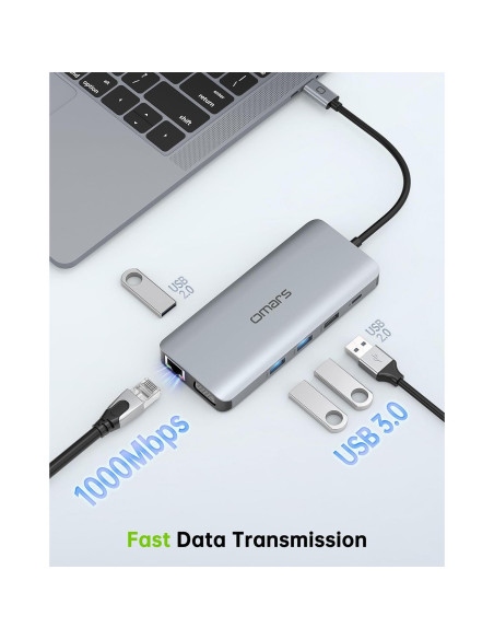 Estación de Acoplamiento USB C 11 en 1 Omars Doble Monitor
