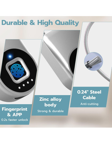 Candado Biométrico Dhiedas P2C 6" Plata Bluetooth