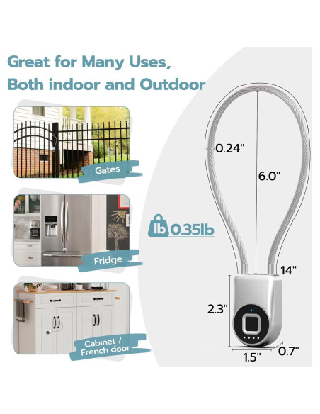 Candado Biométrico Dhiedas P2C 6" Plata Bluetooth