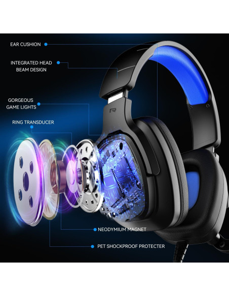 Auriculares Gaming Jimonyer A82-1 con Sonido Surround y Micrófono