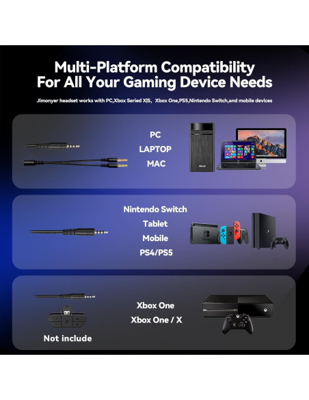 Auriculares Gaming Jimonyer A82-1 con Sonido Surround y Micrófono