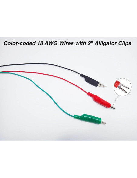 Cables de Prueba Retráctiles 3 Hilos 6,10 m 18 AWG Clips Cocodrilo