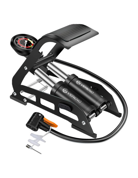 Bomba de Pie Doble Barril VERENO 160 PSI Inflador Manual