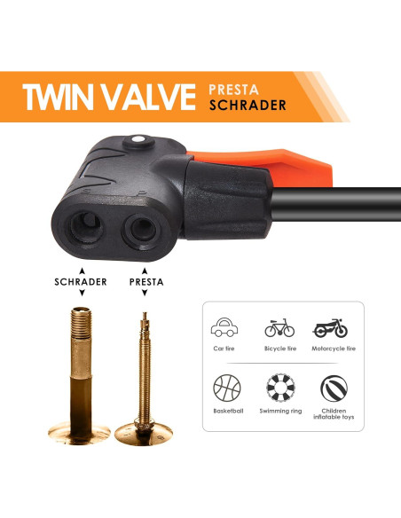 Bomba de Pie Doble Barril VERENO 160 PSI Inflador Manual