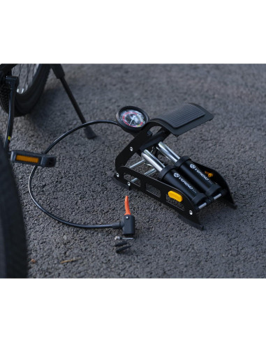 Bomba de Pie Doble Barril VERENO 160 PSI Inflador Manual