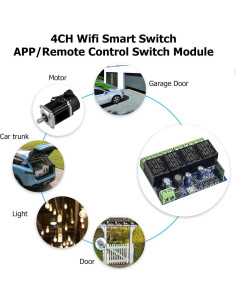 Módulo Relé Inteligente WiFi 4 Canales QIACHIP Control Remoto 2