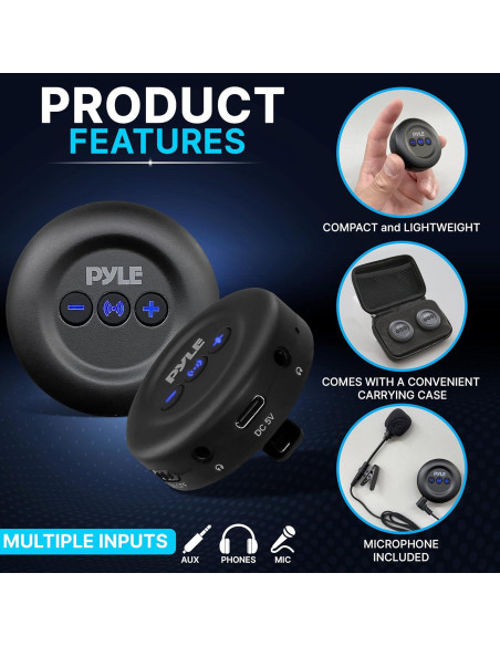 Transmisor Receptor Inalámbrico Pyle PDWMU20 3.5mm AUX