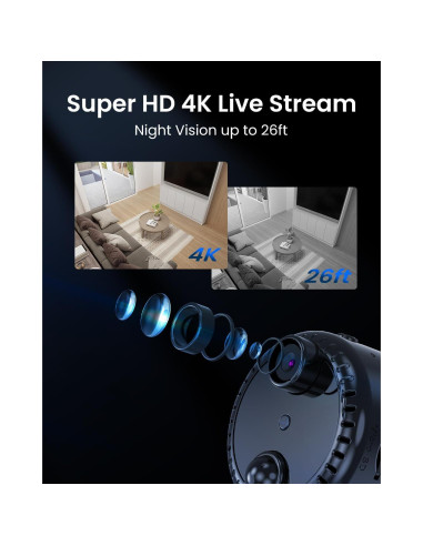 Cámara Mini WiFi 4K VIDCASTIVE R10 con Visión Nocturna