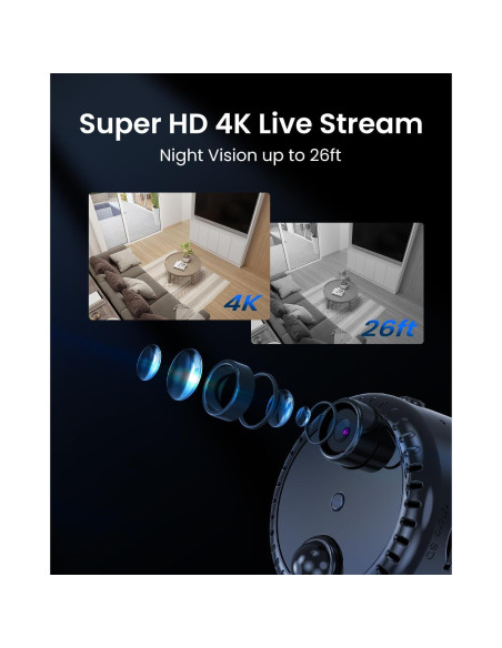 Cámara Mini WiFi 4K VIDCASTIVE R10 con Visión Nocturna