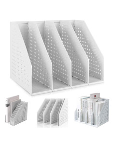 Soporte de Revistas Lemical 4 Compartimentos Plegable Gris