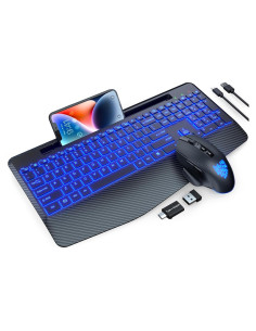 Combo Teclado y Ratón Inalámbricos SABLUTE Negro Ergonómico