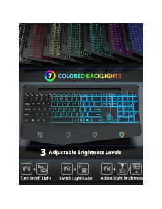 Combo Teclado y Ratón Inalámbricos SABLUTE Negro Ergonómico 2