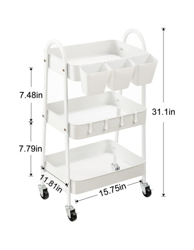 Carro rodante de 3 niveles Danpinera metálico blanco