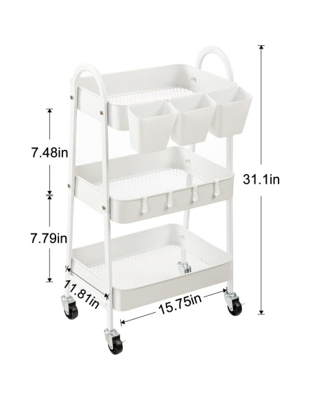 Carro rodante de 3 niveles Danpinera metálico blanco