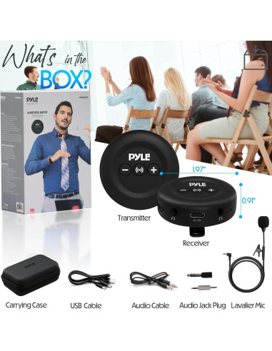Transmisor Receptor Inalámbrico Pyle PDWMU20 3.5mm AUX