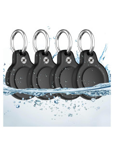 Funda Impermeable RFUNGUANGO para AirTag - Paquete de 4, Negra