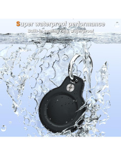 Funda Impermeable RFUNGUANGO para AirTag - Paquete de 4, Negra 2