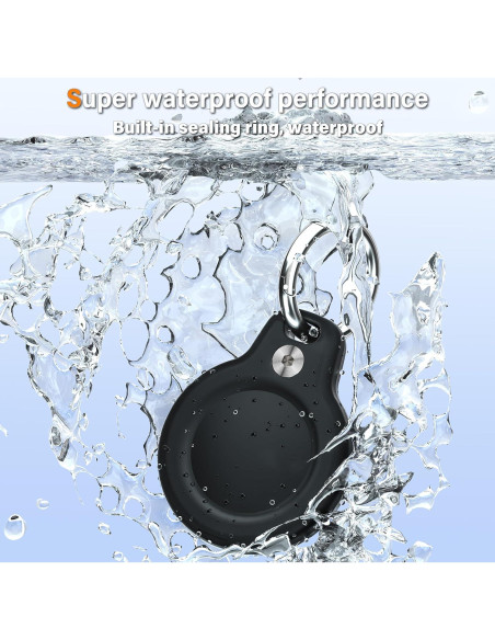 Funda Impermeable RFUNGUANGO para AirTag - Paquete de 4, Negra