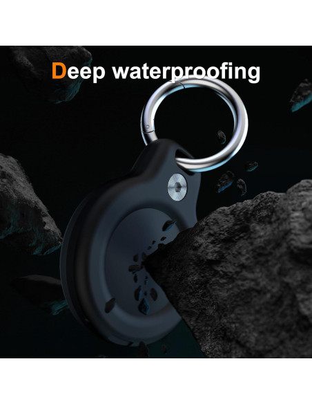 Funda Impermeable RFUNGUANGO para AirTag - Paquete de 4, Negra