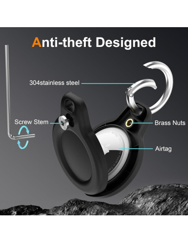 Funda Impermeable RFUNGUANGO para AirTag - Paquete de 4, Negra
