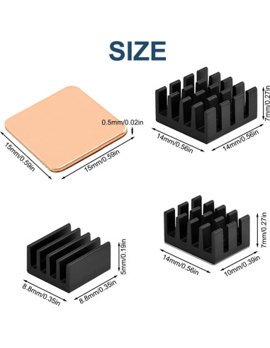 Kit de Disipadores de Calor Aluminio y Cobre para Raspberry Pi