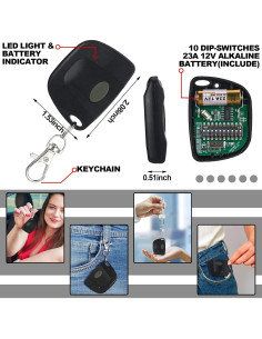 Control Remoto de Puerta de Garaje Kingdder 3089 300MHz Negro 2