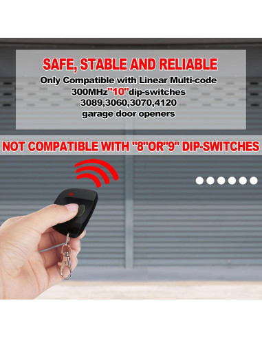 Control Remoto de Puerta de Garaje Kingdder 3089 300MHz Negro