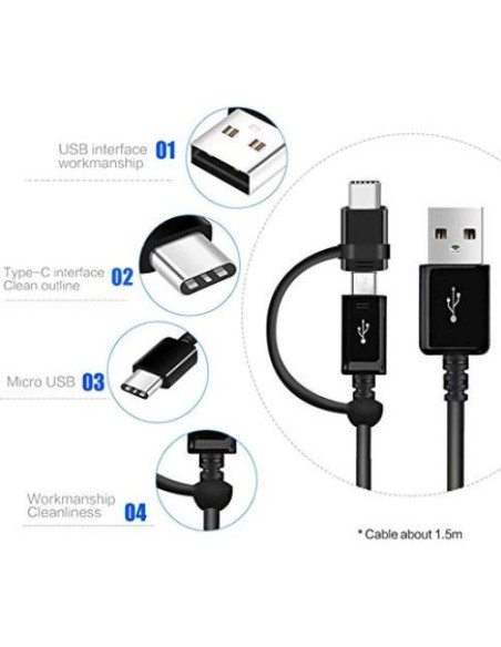 Cable de Datos USB 5A para Raspberry Pi 3 Modelo B - Carga Rápida