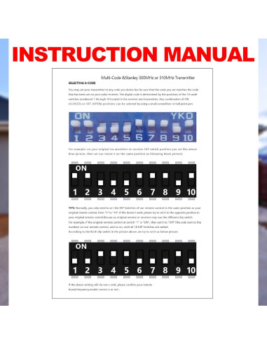 Control Remoto de Puerta de Garaje Kingdder 3089 300MHz Negro