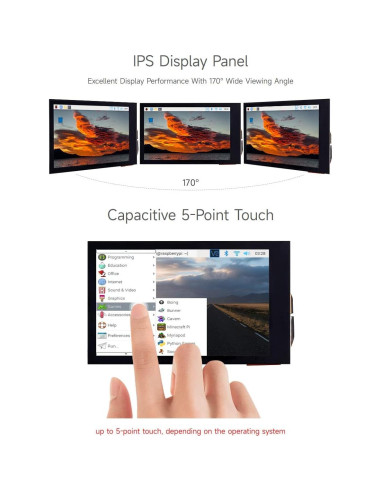 Pantalla LCD táctil Waveshare 3.5" 480x800 para Raspberry Pi
