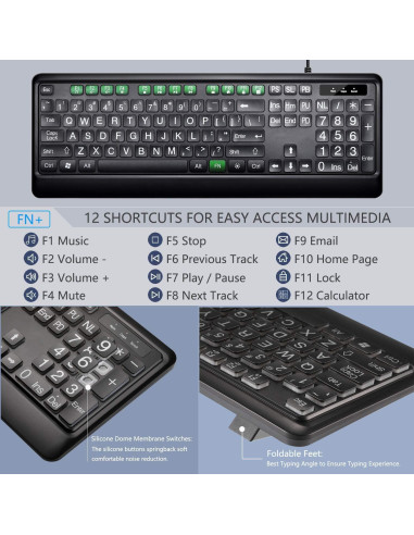 Teclado USB Retroiluminado KOPJIPPOM Grande 104 Teclas