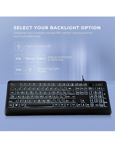 Teclado USB Retroiluminado KOPJIPPOM Grande 104 Teclas