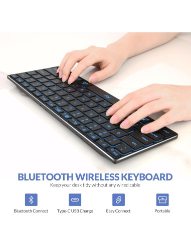 Teclado Bluetooth Rii X9 Retroiluminado RGB Recargable
