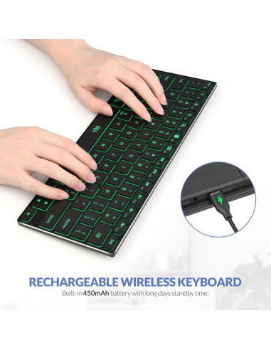 Teclado Bluetooth Rii X9 Retroiluminado RGB Recargable