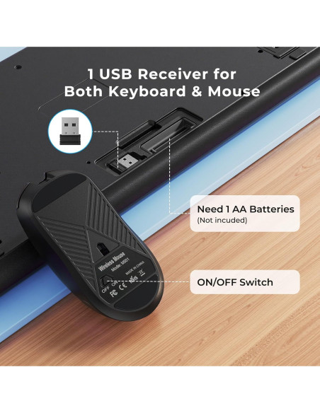 Combo Teclado y Ratón Inalámbrico KOPJIPPOM Silencioso