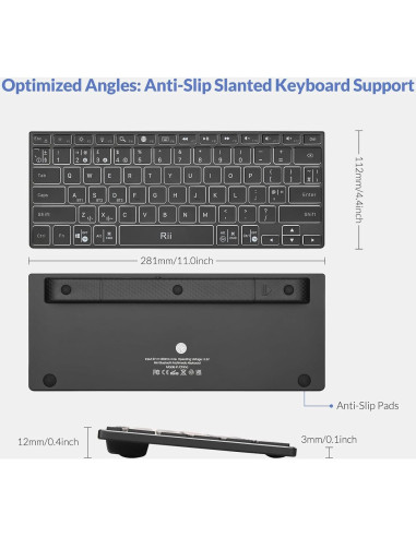 Teclado Bluetooth Rii X9 Retroiluminado RGB Recargable