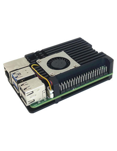 Caja de Aluminio para Raspberry Pi 5 con Ventilador de Enfriamiento