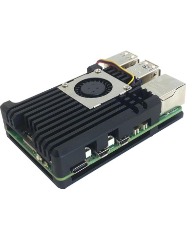 Caja de Aluminio para Raspberry Pi 5 con Ventilador de Enfriamiento