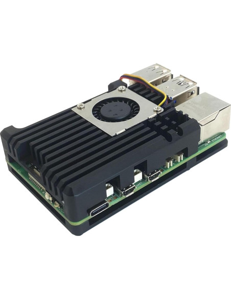 Caja de Aluminio para Raspberry Pi 5 con Ventilador de Enfriamiento