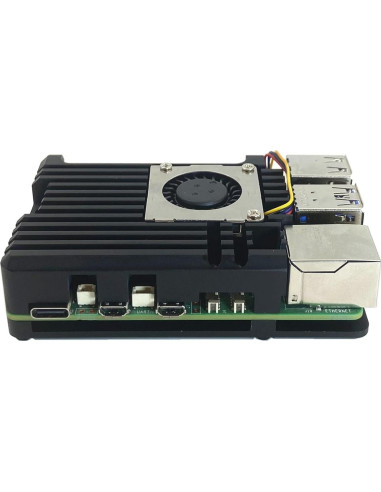 Caja de Aluminio para Raspberry Pi 5 con Ventilador de Enfriamiento