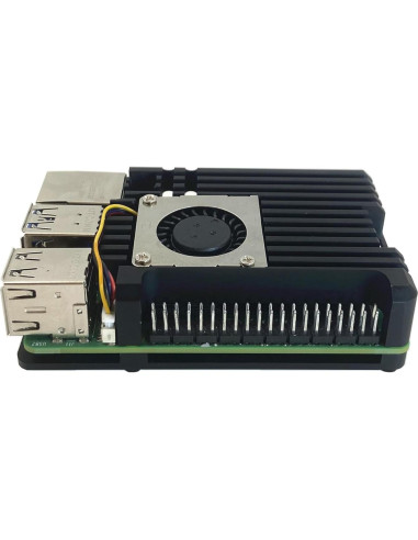 Caja de Aluminio para Raspberry Pi 5 con Ventilador de Enfriamiento