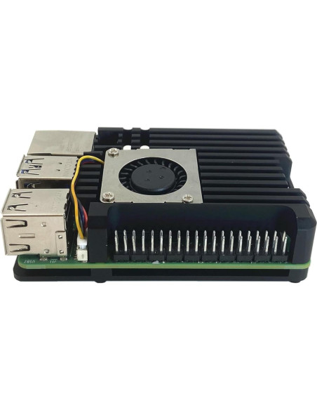 Caja de Aluminio para Raspberry Pi 5 con Ventilador de Enfriamiento