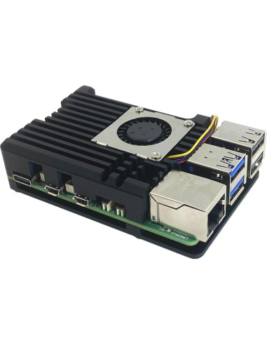 Caja de Aluminio para Raspberry Pi 5 con Ventilador de Enfriamiento