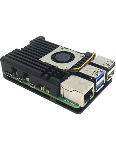 Caja de Aluminio para Raspberry Pi 5 con Ventilador de Enfriamiento