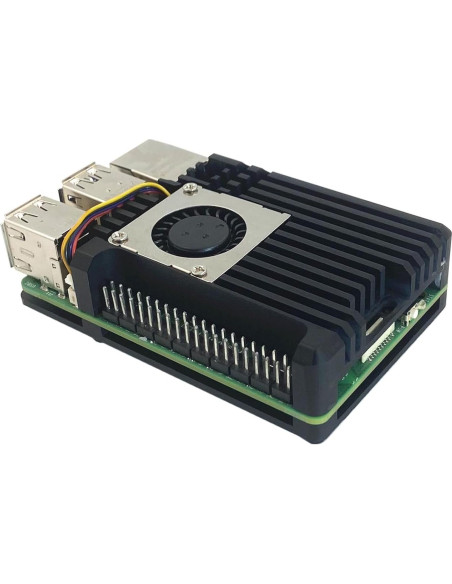 Caja de Aluminio para Raspberry Pi 5 con Ventilador de Enfriamiento