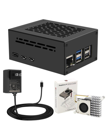 Caja de Metal PCIe Geekworm para Raspberry Pi 5 + Fuente 27W