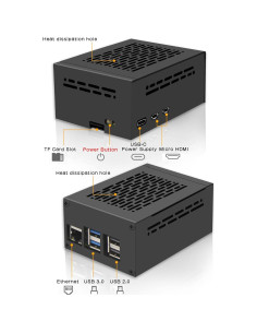 Caja de Metal PCIe Geekworm para Raspberry Pi 5 + Fuente 27W 2