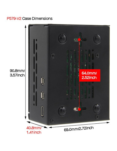 Caja de Metal PCIe Geekworm para Raspberry Pi 5 + Fuente 27W