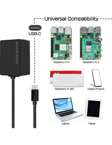 Caja de Metal PCIe Geekworm para Raspberry Pi 5 + Fuente 27W